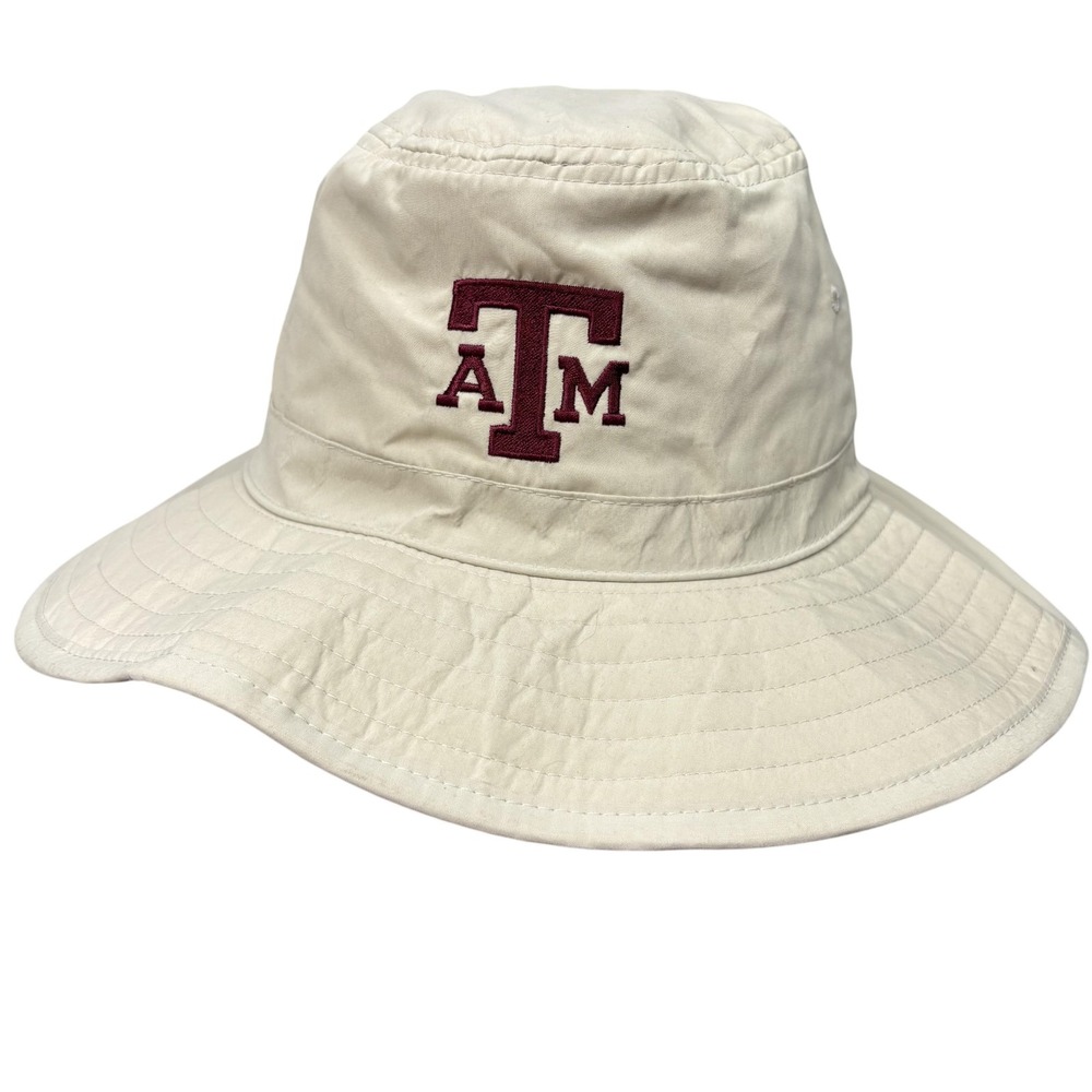 Texas A&M Aggies Hat Bucket Mens XL Khaki NCAA College Football Chin Strap